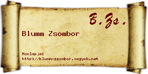 Blumm Zsombor névjegykártya